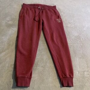 Wanakome Women XL Burgundy Fleece Joggers Sweatpants Heathered Red Canada Casual